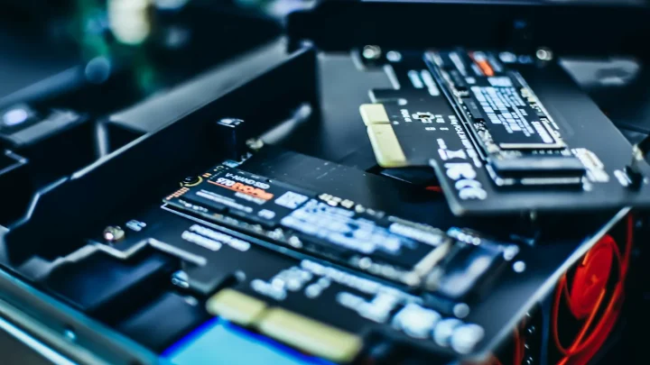 black and gray computer motherboard