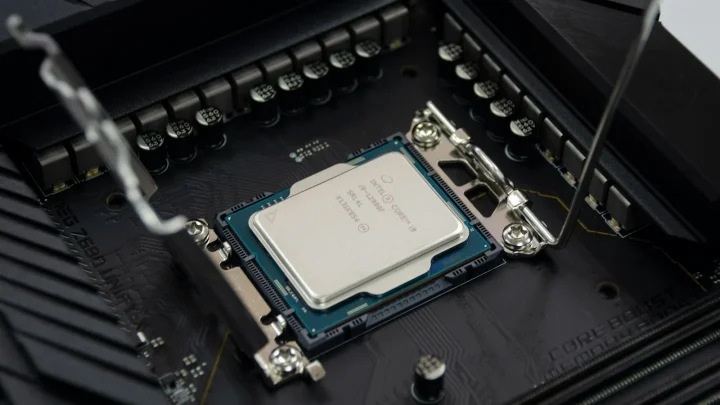 a close up of a cpu on top of a motherboard