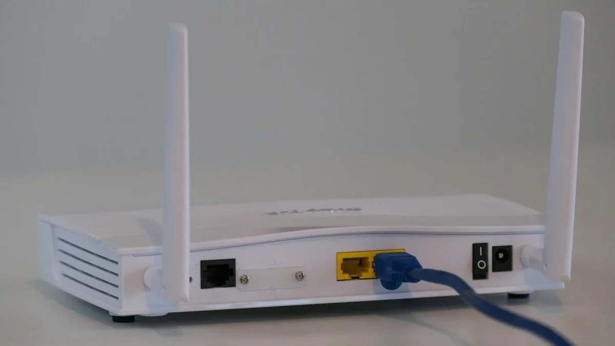 white router on white table