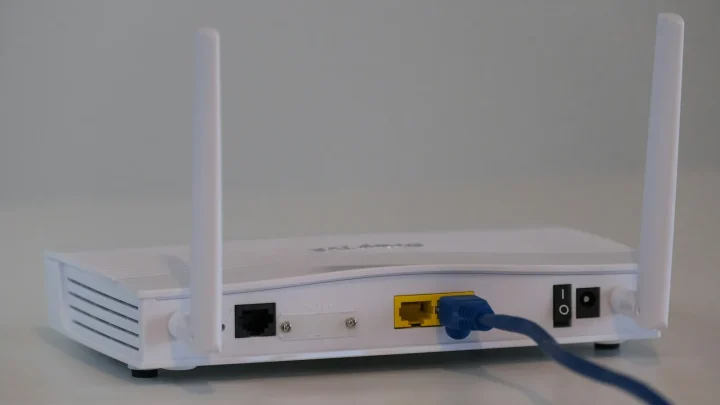 white router on white table